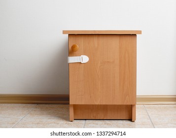 Bedside Table Wooden With Baby Proofing Cabinet Lock At Home Child Safety