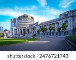 Bee Hive and Parliament House in Wellington, New Zealand.