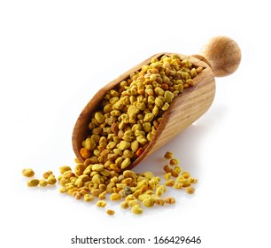 Bee Pollen In A Wooden Scoop