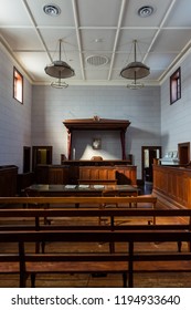 Beechworth, Australia - April 30, 2018: Court Room In The Beechworth Court House, Built In 1858. Ned Kelly Appeared In The Court Multiple Times.