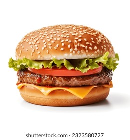 Beef Burger Isolated On White Background