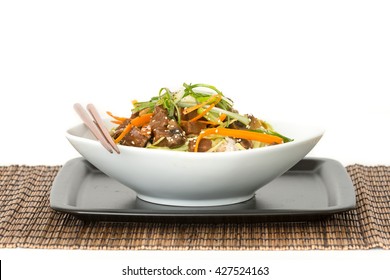 Beef And Cabbage Stirfry On White Rice