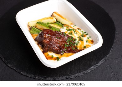 Beef Cheek, Beef Cheek On A Black Background, Side View