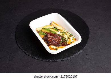 Beef Cheek, Beef Cheek On A Black Background, Side View