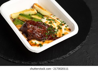 Beef Cheek, Beef Cheek On A Black Background, Side View