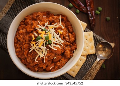 Beef Chili Bowl Overhead View