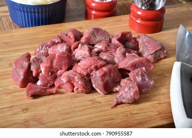 Beef Chuck Steak Diced Into Stew Meat And Seasoned