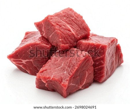 Beef Cubes isolated on White Background