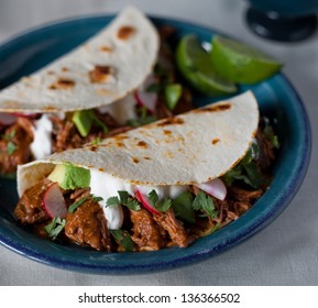 Beef Fajitas On Blue Plate