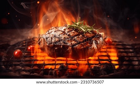 Beef Filet in Grill With Fire
