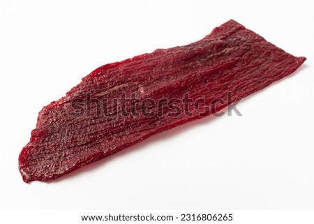 Beef jerky on a white background