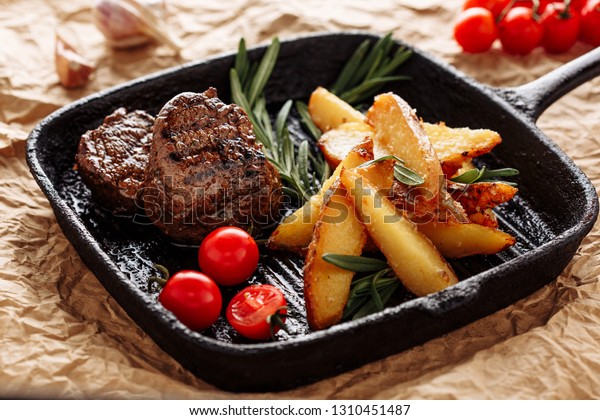 Beef Medallion Grill Roast Country Potato Stock Photo Edit Now 1310451487