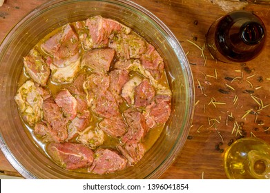 Beef in Mexican arrachera marinade with herbs and black pepper, copy space