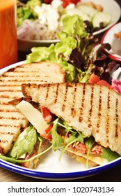 Beef Panini With Cheese  And  Sesame Leaves
