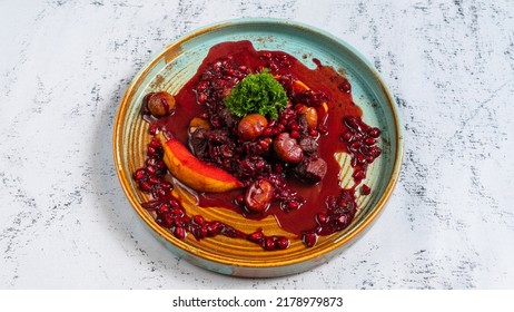 Beef In Pomegranate Sauce Top View