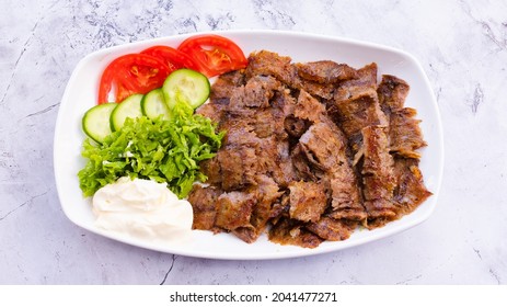 Beef Portion Doner Kebab Plate Isolated