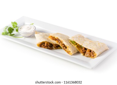 Beef Quesadilla On White Background