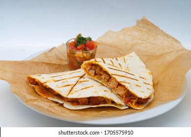 Beef Quesadilla With Sauce On White