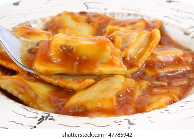 Beef Ravioli With Fork