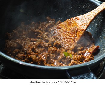 BEEF RENDANG / RENDANG DAGING - A kind of Malay traditional dish usually served during eid festival. Selective focus.