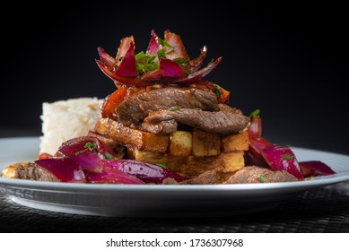 Beef Sauteed (lomo Saltado) Traditional Plate From Peru