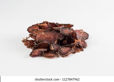 Beef Spiced Biltong White Background Isolated