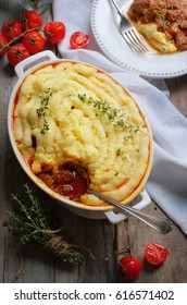 Beef Steak Cottage Pie. Selective Focus