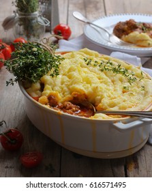 Beef Steak Cottage Pie. Selective Focus