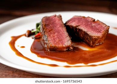 Beef Steak Filet Mignon In Demiglas Sauce Medium Rare