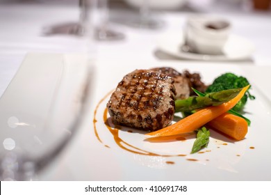 Beef Steak In Fine Dining Restaurant