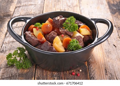 Beef Stew With Vegetable On Pot