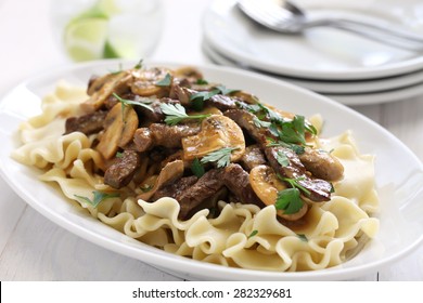 beef stroganoff with pasta, russian cuisine - Powered by Shutterstock