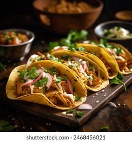 Beef taco, mexican food.Moody Elegance, Rustic Charm, Soft and dreamy lighting,
Warm and muted colors, Warm Earthy Tones.Mexican tacos with beef, tomatoes and cheese. - Powered by Shutterstock