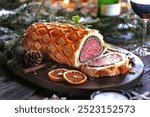 Beef Wellington - a fillet of beef tenderloin steak wrapped in puff pastry 