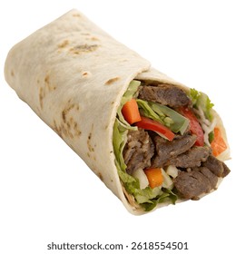 Beef wrap isolation on transparent background