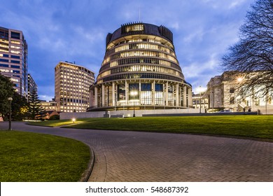 The Beehive, the administrative HQ of the New Zealand Parliament.