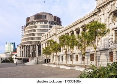 The Beehive And Parliament House, Wellington, New Zealand