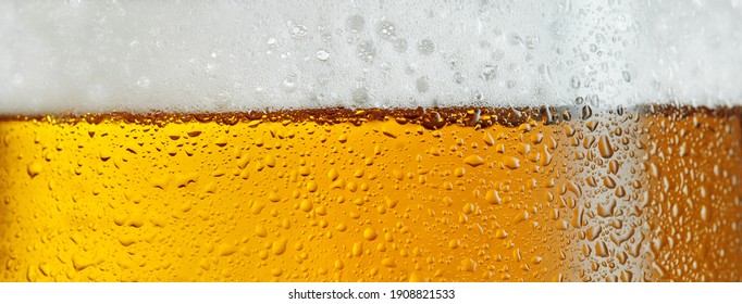 Beer background with bubble froth texture foam pouring alcohol soda in glass happy celebration party holiday new year concept object design. Panoramic view