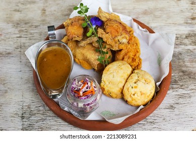 Beer Battered Fish And Chips Served In A Dish Isolated On Background Top View Of Fastfood