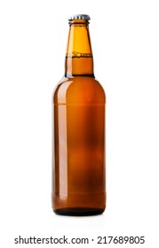 Beer Bottle Brown Isolated On White Background