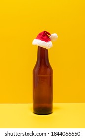 Beer Bottle With Christmas Hat Depicted The Holidays