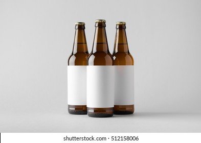 Beer Bottle Mock-Up - Three Bottles. Blank Label