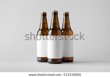 Beer Bottle Mock-Up - Three Bottles. Blank Label