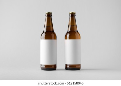 Beer Bottle Mock-Up - Two Bottles. Blank Label