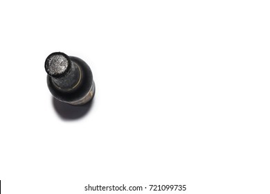 Beer Bottle  On White Background(top View)(view From Above).