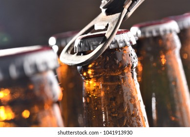 Beer Bottle Opening Closeup 