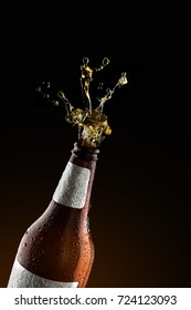 Beer Bottle Opening With Exploding And Splashing