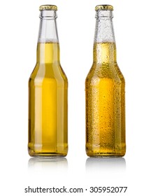 beer bottle studio shot with cap isolated on white