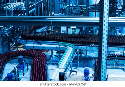 Beer Bottles On The Conveyor Belt