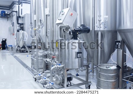 beer brewery on the factory, alcohole production equipment